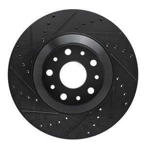 Jeep Gladiator Brake Rotor (1) - Front Right - R1 Concepts - Drilled & Slotted - Black - `18-`25